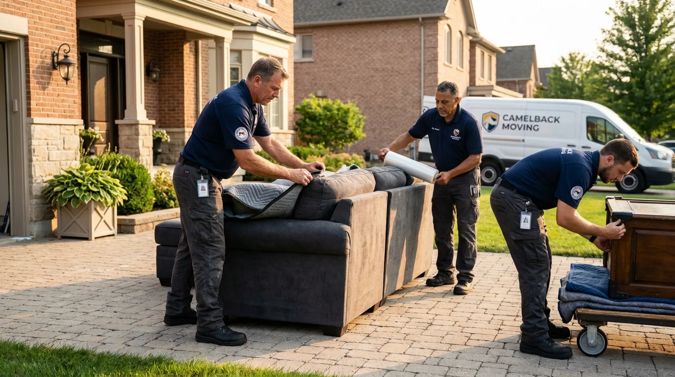 Large estate moving crew wrapping furniture in Winchester, IL