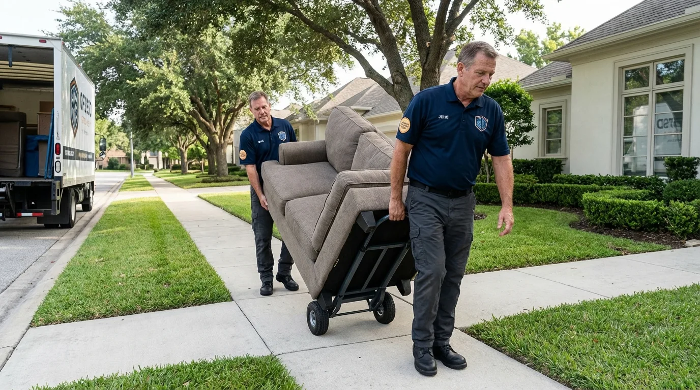 Local residential moving crew loading furniture in Winchester, IL